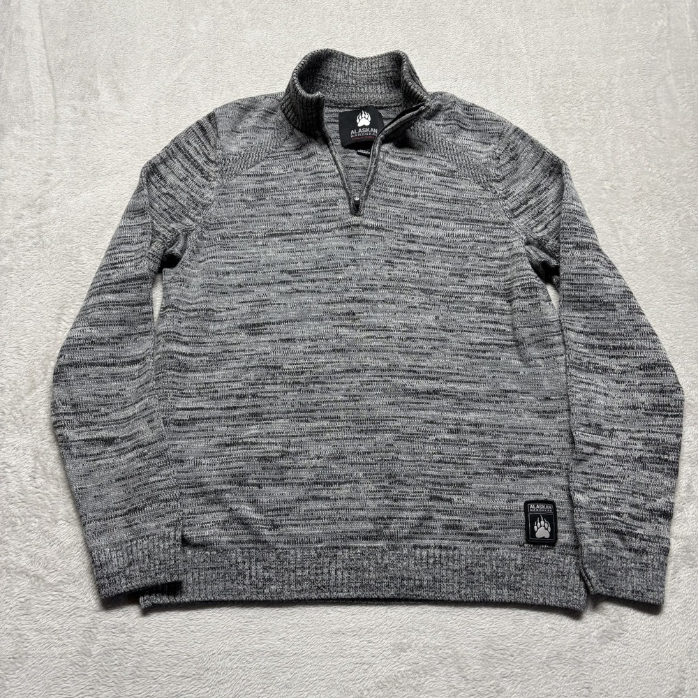Alaskan Hardgear Duluth Merino Wool Sweater Mens L Gray 1/4 Zip‎ Pullover HOLE
